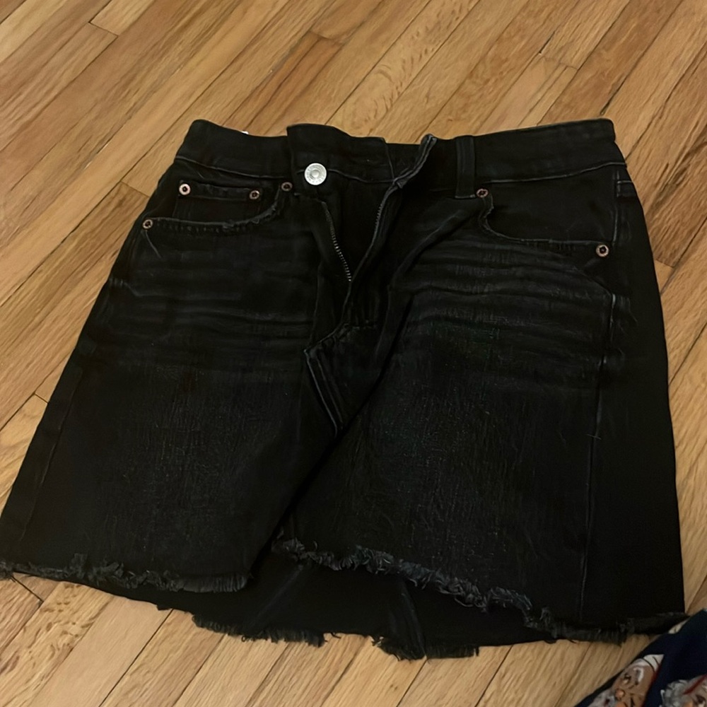 American Wagle black denim cross skirt